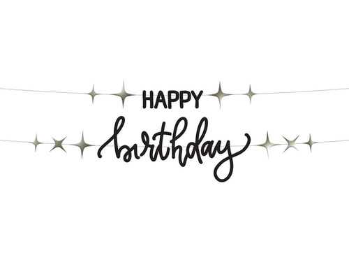 Boldog születésnapot banner fekete - 100 cm - 2 db.