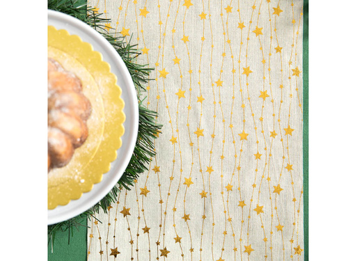 Asztali futó dekoráció Golden stars - bézs - 28 cm x 275 cm - 1 db.