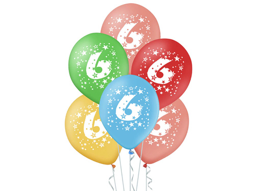 Latex lufi a hatos számmal 6 - mix - 30 cm - 5 db.