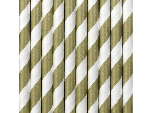 Fehér és arany csőszalmaszálak - 10 db.