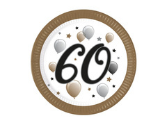 Papírtányérok 60. születésnapra - 23 cm - 8 db.