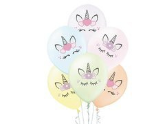 Egyszarvú pasztell lufi - 30 cm - 6 db.