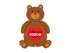 Nagy mackós fólialufi szívvel, I Love You - 43" - 1 db.