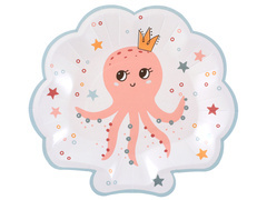 Papírtányérok születésnapi rózsaszín polip - 10 db.