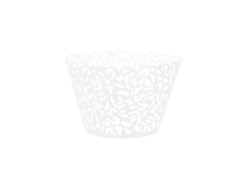 Fehér áttört cupcake liners - 10 db.