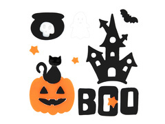 BOO Halloween ablakra zselés matricák - 1 készlet