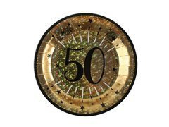 Csillogó 50. születésnapi tányérok - 22,5 cm - 10 db.
