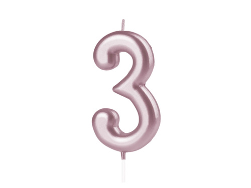 Rózsaarany számgyertya - 3 - három