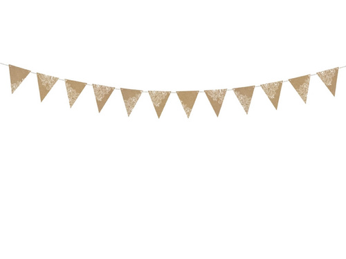 Barna zászlós banner fehér nyomtatással - 210 cm - 1 db.