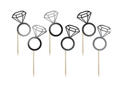 Pickers fekete gyűrűk leánybúcsúra - 6,5 cm - 6 db.