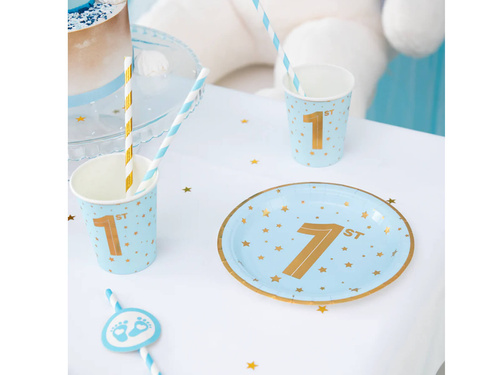 Kék születésnapi papírtányérok - 18 cm - 6 db.