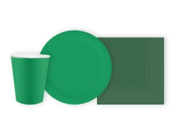 Pohár + szalvéta + papírtányér készlet zöld - 44 db.