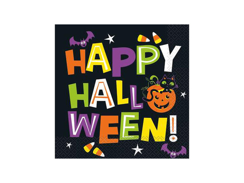 Happy Halloween macska és tök szalvéták - 33 cm - 16 db.