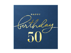 Ötvenedik születésnapi szalvéta tengerészkék - 33 cm - 10 db.