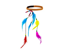 Hippi fejpánt gyöngyökkel és színes tollakkal