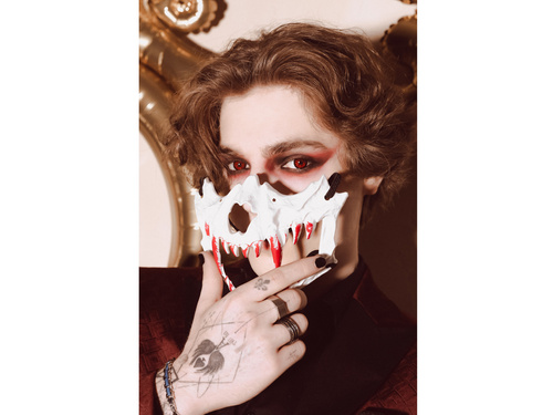 Koponya és agyar maszk - 16.5x14cm - 1 db.