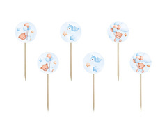 Kék mackók lufikkal - 7 cm - 6 db.