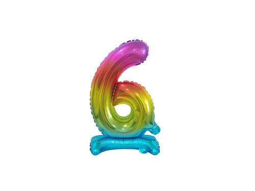 Álló fólialufi 6-os számú szivárványos lufi - 38 cm