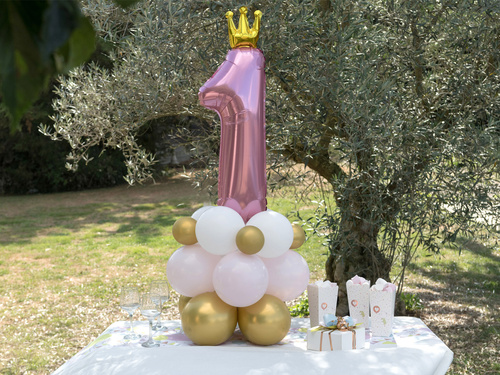 Rózsaszín és arany születésnapi lufi készlet - 19 db.