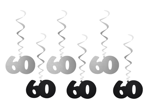 Függő dekoráció örvények 60. születésnap - 6 db.
