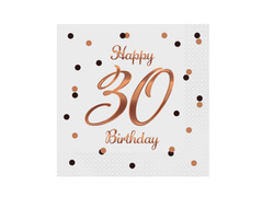 Harmincadik születésnapi szalvéta fehér - 33 cm - 20 db.
