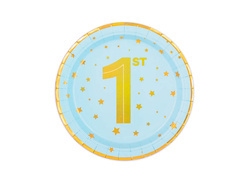 Kék születésnapi papírtányérok - 18 cm - 6 db.