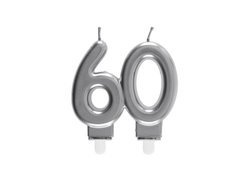 Ezüst 60. évfordulós gyertya - 7,5 cm - 1 db.