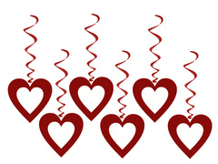 Gyöngy szívek Valentin-napra - 75 cm - 6 db.