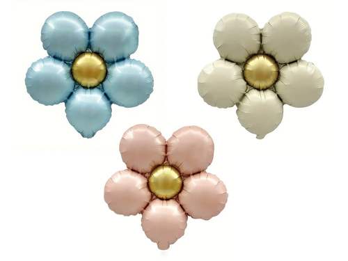 Fólia lufi Virágok kék rózsaszín bézs - 40 cm - 3 db.