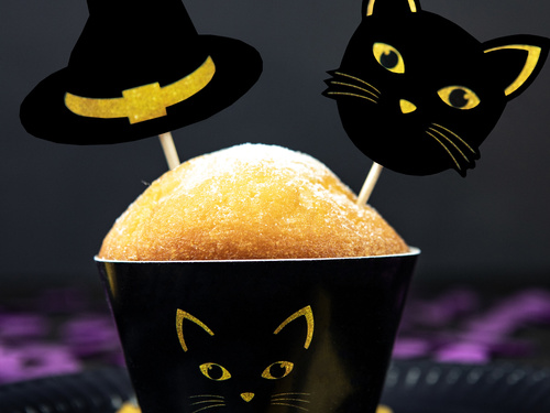 Cupcake dekorációs készlet Boszorkány és macska - 12 db.