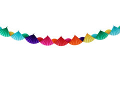 Színes rozettás papírfüzér - 300 cm - 1 db.