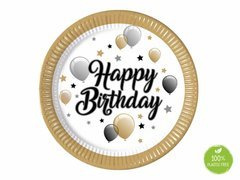 Boldog születésnapot papírtányérok Boldog születésnapot léggömbök és csillagok - 23 cm - 8 db.