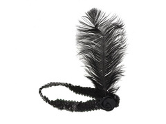 Retro fekete tollas és kavicsos fejpánt - 1 db.