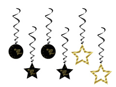 Akasztós dekoráció Boldog új évet malacok - 6 db.