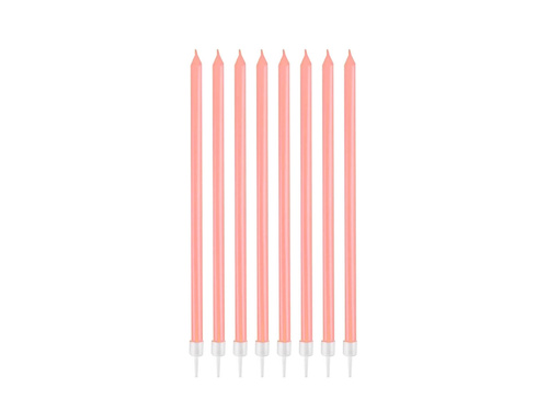 Élénk rózsaszín gyöngyös születésnapi gyertyák - 15,5 cm - 8 db.