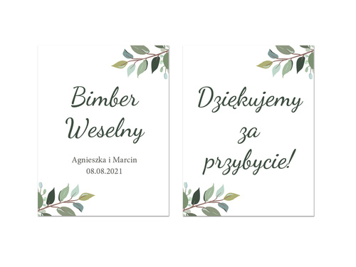 Személyre szabott köszönő cetlik vendégeknek - üvegpalackok - 6 kpl.