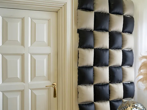 Fekete és bézs négyzet alakú fólialufi - 35 x 35 cm - 4 db.