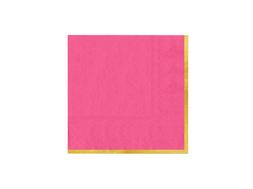 Fukszia színű papírszalvéta arany szegéllyel - 33 cm - 10 db.