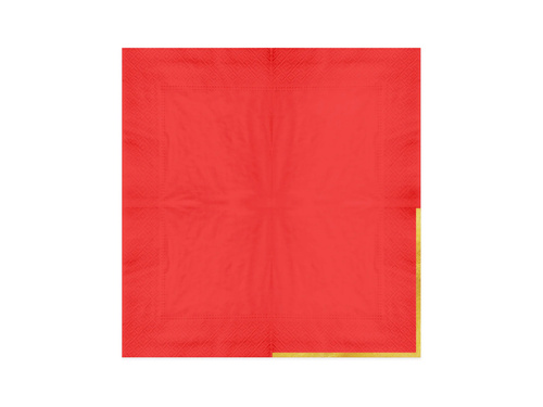 Piros papírszalvéta aranyszegéllyel - 33 cm - 10 db.