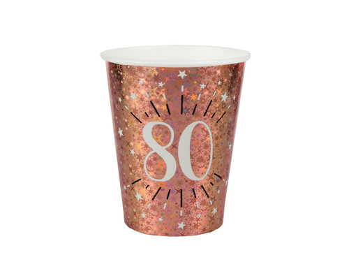 Papírpoharak 80. születésnapra 80 Sparkling pink gold - 270 ml - 10 db.