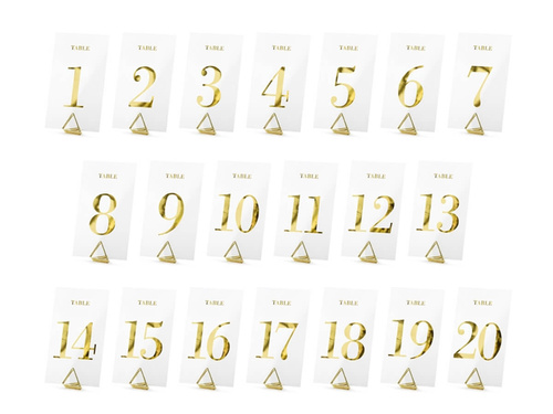 Átlátszó asztali számok - arany - 20 db.