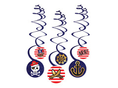 Kalóztérkép lógó pörgős dekoráció - 6 db.