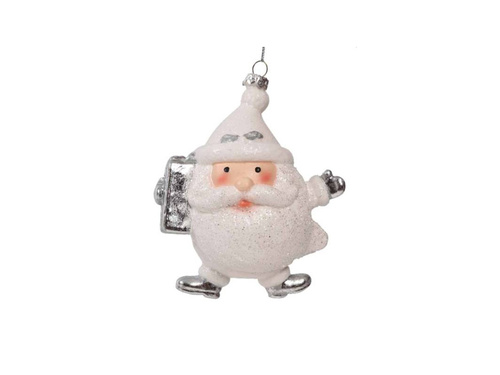 Karácsonyfadísz Fehér Mikulás - 13 cm - 1 db.