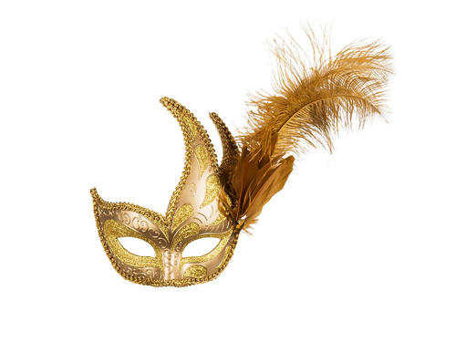 Golden Lady farsangi maszk tollakkal - 1 db.