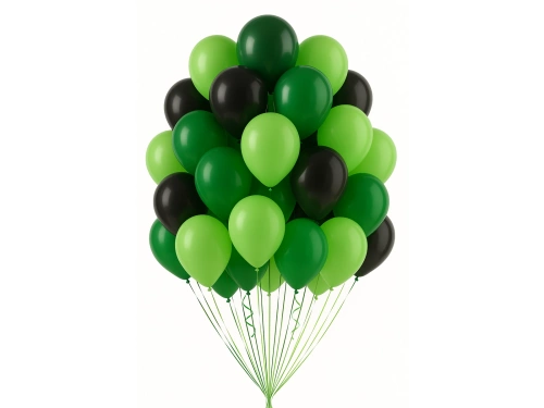 Készlet latex lufi zöld és fekete - közepes - 30 db.