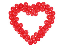 Piros léggömb füzér keretben Szív - 104 elem