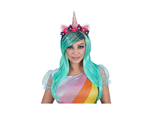 Türkiz egyszarvú paróka fejpánttal