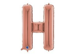 Fólia lufi H betű rózsaszín arany - 66 cm - 1 db.