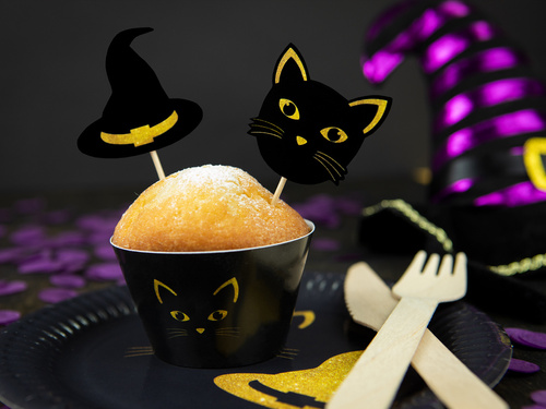 Boszorkány és macska tortabevonó - 6 db.