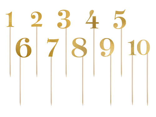 Arany fém asztali számok - 11 db.